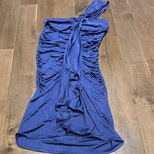 Black Halo One-Shoulder Navy Dress